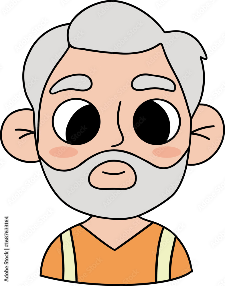 Obraz premium Gray-haired Adult Man with Beard. Male Portrait Drawing
