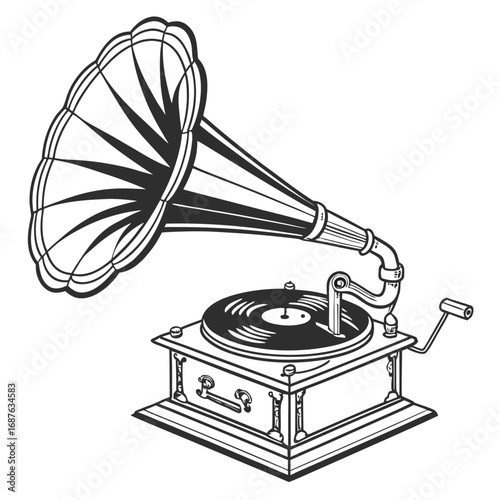 vintage gramophone vinyl ready vector illustration