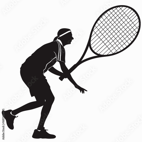 tennis player silhouette vector