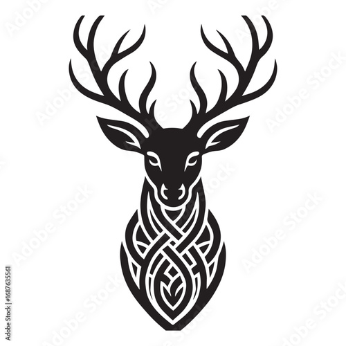 Stag head with celtic knot design deer antlers