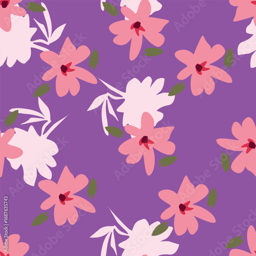 Vintage seamless floral pattern. Liberty style background of small pastel colorful flowers. Small flowers scattered over a white background. Stock vector for printing on surfaces