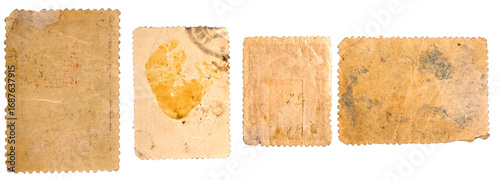 Fotografija Four old blank postage stamps with transparent background