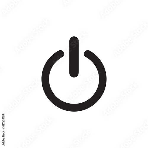 Black power symbol on white background on off start stop
