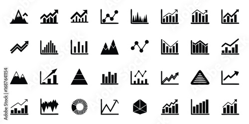 Assortment of 32 Hand Drawn Financial and Business Graph Icons chart