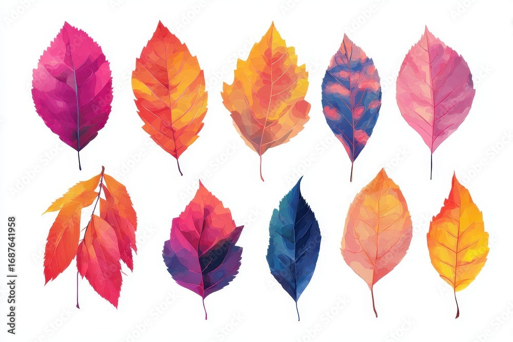Obraz premium set of vector illustration colorful leaves isolated