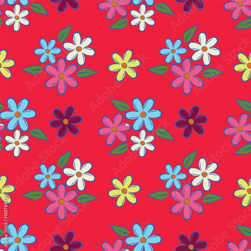 Vintage seamless floral pattern. Liberty style background of small pastel colorful flowers. Small flowers scattered over a white background. Stock vector for printing on surfaces