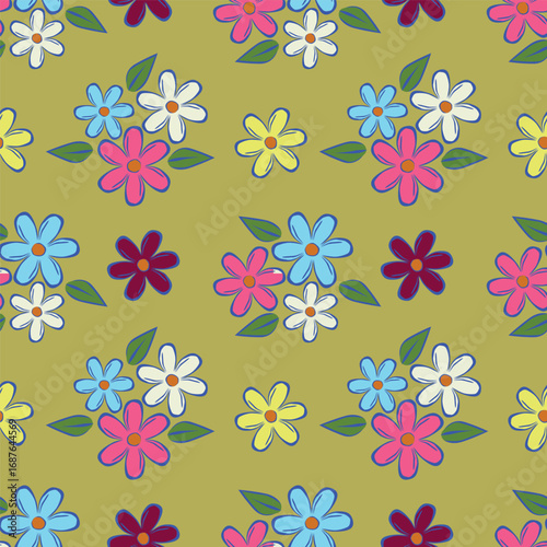 Vintage seamless floral pattern. Liberty style background of small pastel colorful flowers. Small flowers scattered over a white background. Stock vector for printing on surfaces