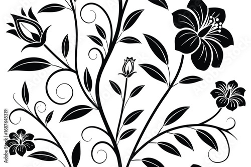Black and White Seamless Floral Pattern – Vintage Botanical Design