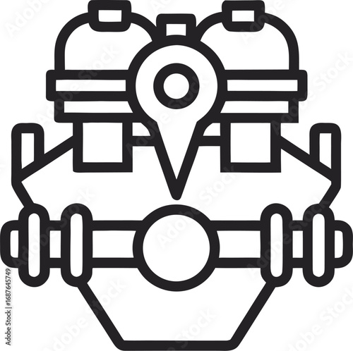 Engine outline icon vector on white background