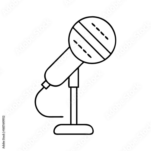 Illustration of a microphone on a stand a simple and clean design for podcasting and broadcasting themes