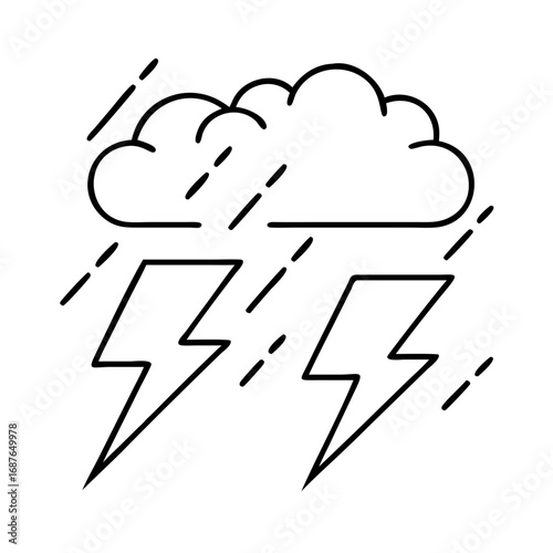 Illustration of a storm with lightning and rain a simple and clean design for weather forecasts and nature themes