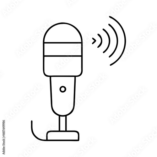 Illustration of a microphone with sound waves a simple and clean design for podcasting and broadcasting