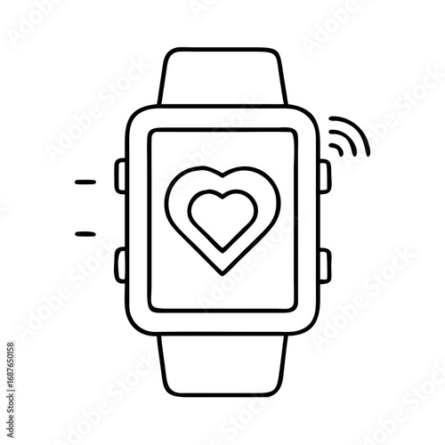 Vector art of smartwatch with heart rate monitor for fitness tracking and health monitoring in a modern design