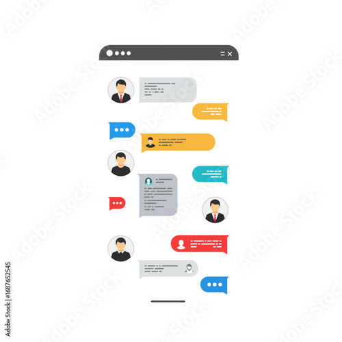 Modern messaging app concept, social media networking, communication interface