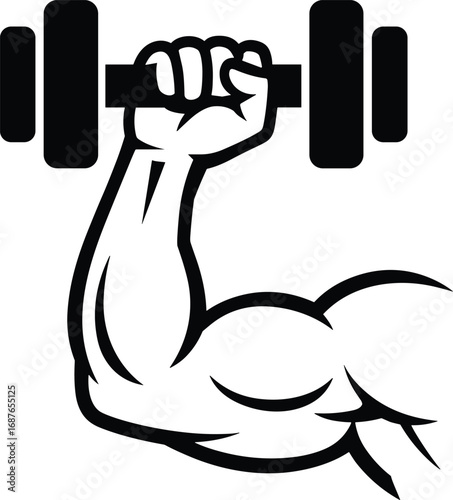 Strong Arm Lifting Dumbbell Vintage Black and White Fitness Icon