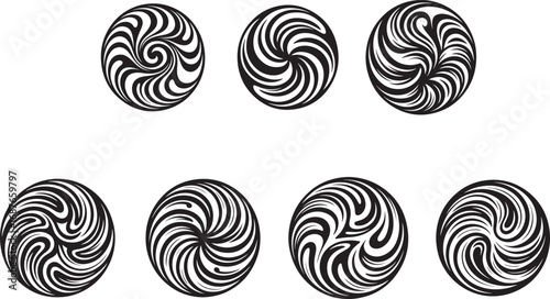 Black and white circular abstract designs vector