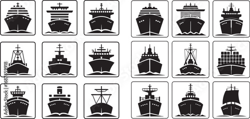 Various ship icons boat vessel