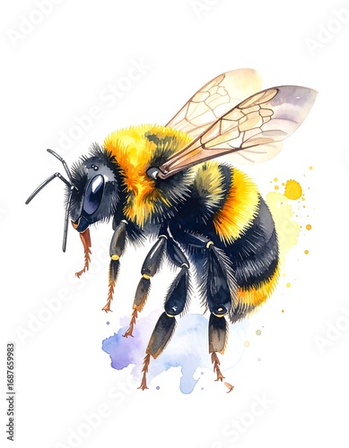 Watercolor bee illustration (1)