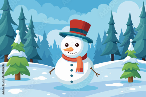 snowman with christmas tree