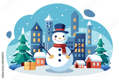 christmas card with snowman