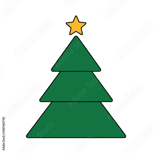 Minimalist Christmas Tree Icon - Green Gold