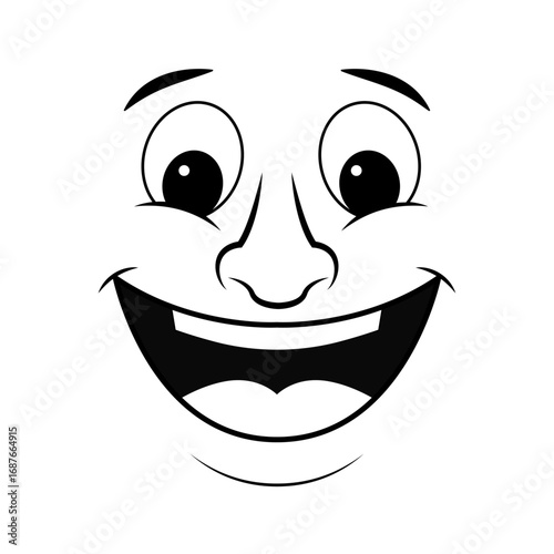 Cara sonriente de alegría en fondo blanco