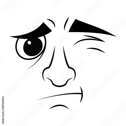 Caricatura de cara guiñando un ojo 