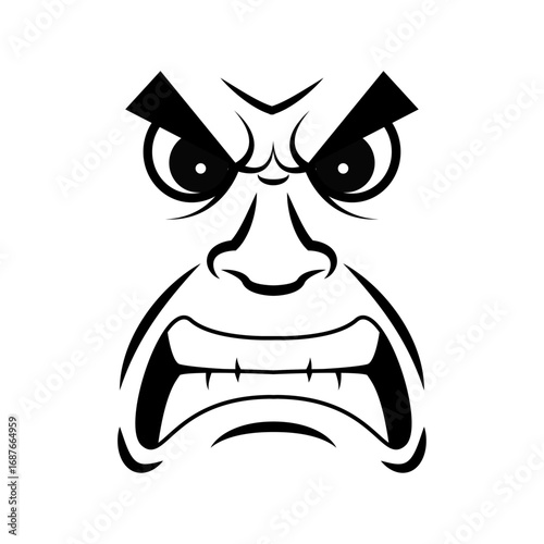 Cara de enfado o enojo en fondo blanco