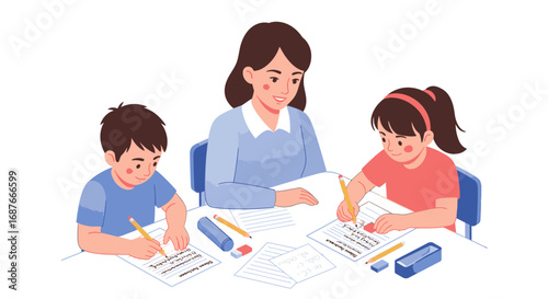 Parents and children exploring academic options at a school admissions fair, making an important choice for their future