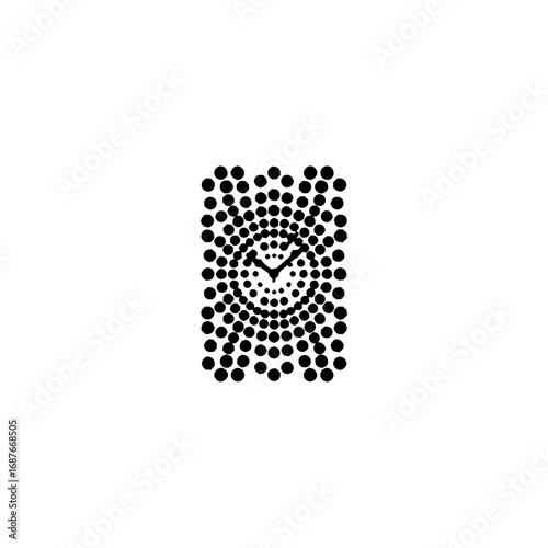 Dotted clock time illustration black and white minimalist design vector graphic timekeeping concept for web design