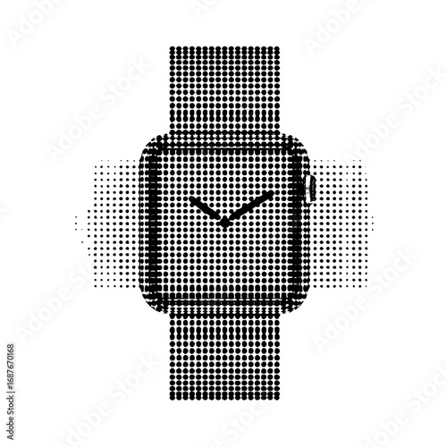 Smartwatch vector graphic digital watch technology wearable device timekeeping accessory modern design dotted style