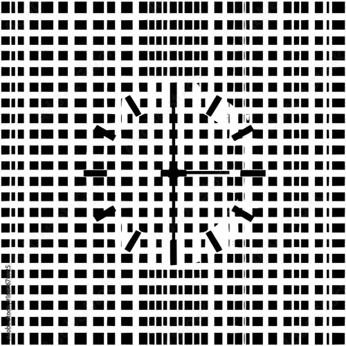 Abstract black and white clock design optical illusion vector graphic art pattern background illustration