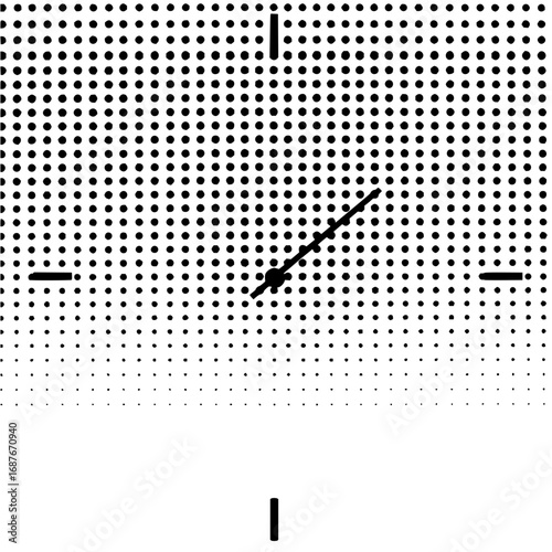 Abstract halftone clock face vector graphic design template for timekeeping and design projects usage