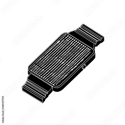 Black smartwatch digital wrist watch time technology wearable device modern accessory product isometric view