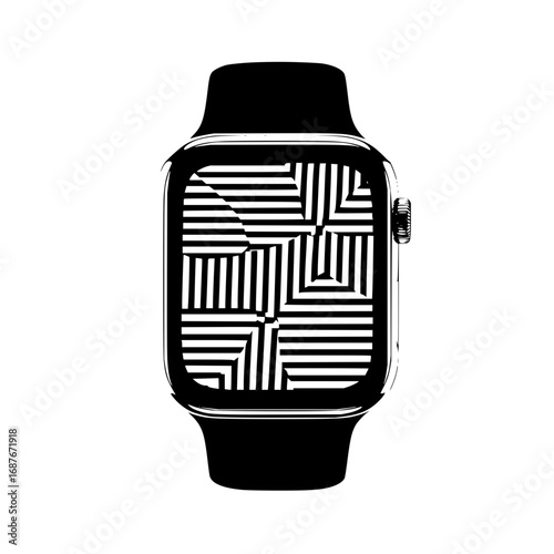Smartwatch black and white design modern technology wearable device accessory fashion tech digital watch 100 char