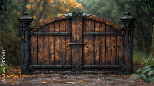 Enchanted forest gate leading to mystery and wonder