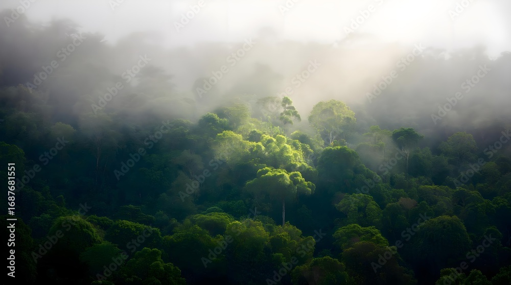 Fototapeta premium The secret forest realm in a quiet morning