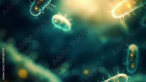 Microscopic view of bacteria showing cell structure and movement