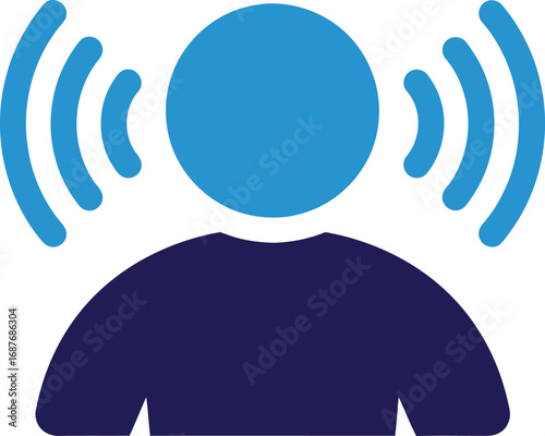 Person with radio waves emanating from head.