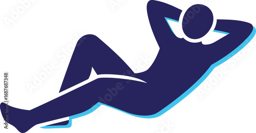 Illustration of a person reclining with hands behind their head.