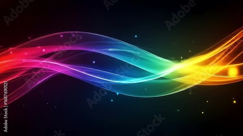 Vibrant Rainbow Light Waves - Abstract Glowing Energy Background.