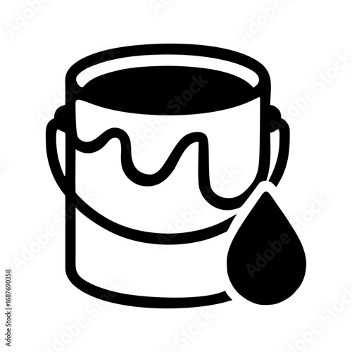 Paint can icon with droplet, vector illustration, minimal design