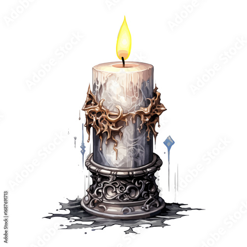 candlestick with burning candle