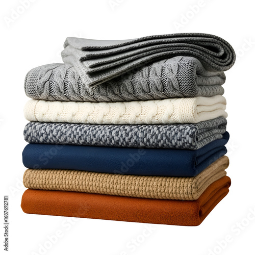 Stacking Soft Blankets Creates Cozy Warmth for Relaxation, Achieving Tranquil Comfort with Transparent Background