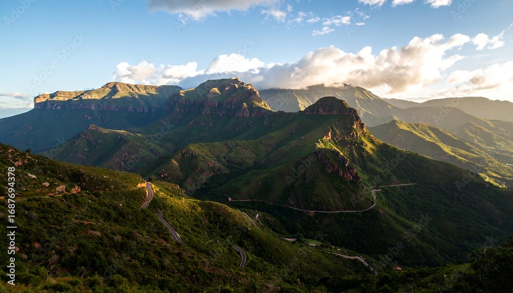 Fototapeta premium Mountainous landscape at sunset
