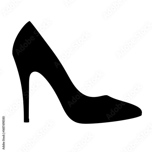 Black high heel shoe silhouette isolated on white background