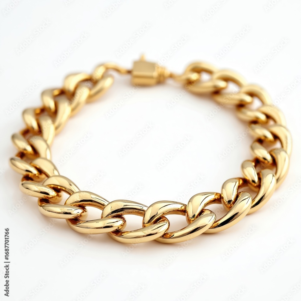 Obraz premium Contemporary minimalist gold bracelet with clean polished finish, refined detailing. Piece offers elegant styling, sleek, chic, modern, luxury, timeless appeal. Simple, sophisticated design for