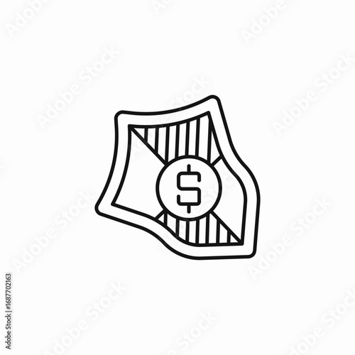 protected currency shield icon sign vector