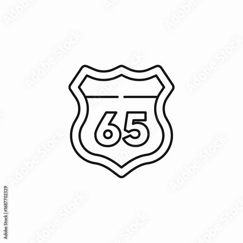 route 65 shield icon sign vector