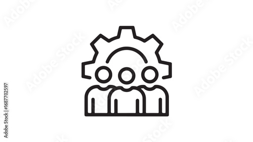Teamwork, Collaboration, Gear, Partnership, Cooperation, Unity, Community, Support, Connection, Collaboration, Group, People, Business, Strategy, Teamwork Icon, Line Art, Simple, M